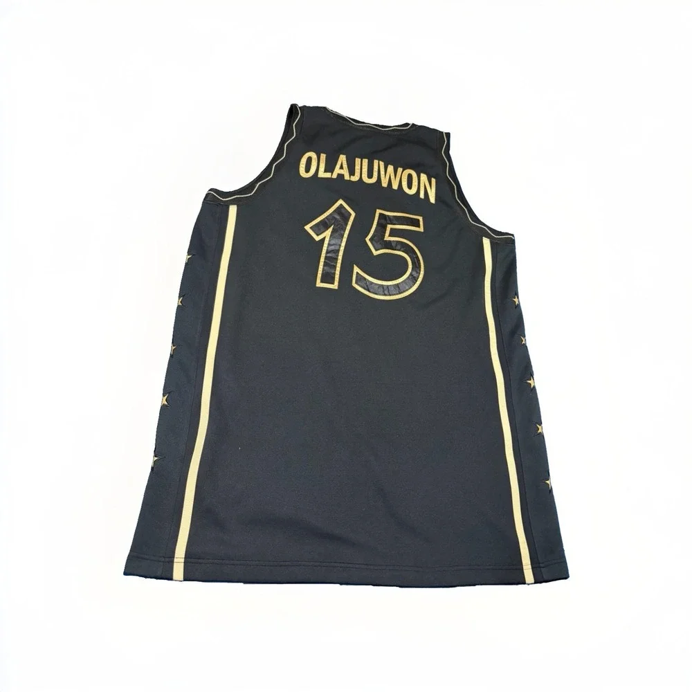 Vintage 1996 Authentic Nike USA Hakeem Olajuwon Basketball Jersey Black/Gold 2XL